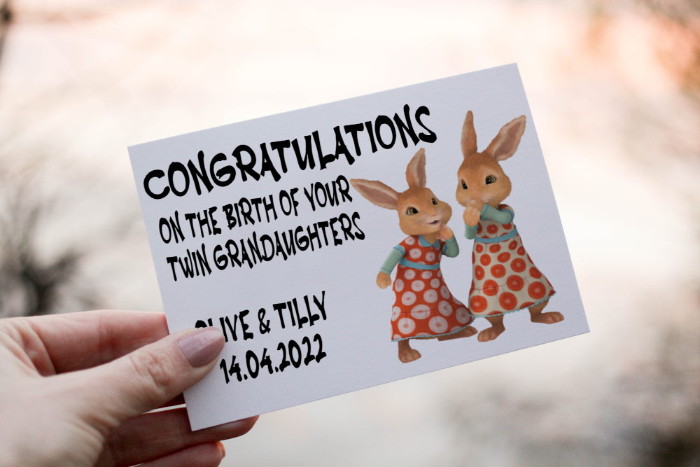 Congratulations On The Birth Of Your Twin Granddaughters Card - Click Image to Close